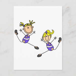 Carte Postale Deux Tshirts de gymnaste aux cheveux blonds et cad
