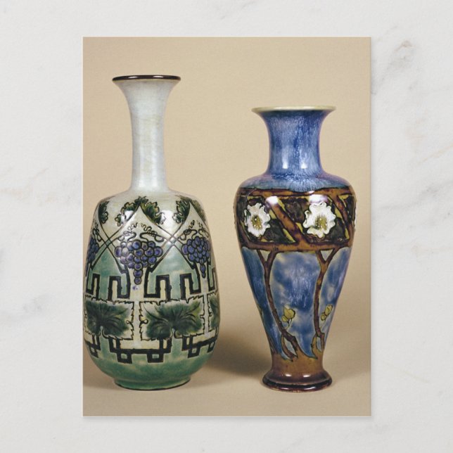 Carte Postale Deux vases Doulton par Eliza Simmance, vers 1880 (Devant)