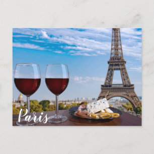 Carte Postale Deux verres de vin en café à Paris