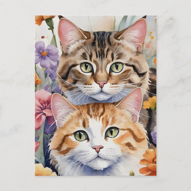 Carte Postale Deux visages de chaton mignons (Devant)