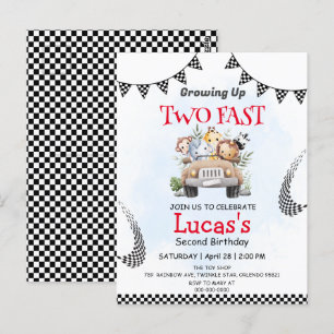 Carte Postale Deux Voiture de course sauvage Safari rapide Fête 