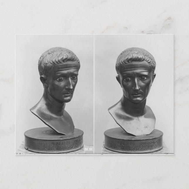 Carte Postale Deux vues d'un buste de l'empereur Auguste (Devant)