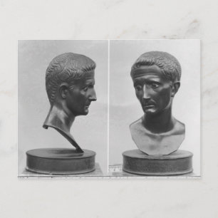 Carte Postale Deux vues d'un buste de l'empereur Auguste
