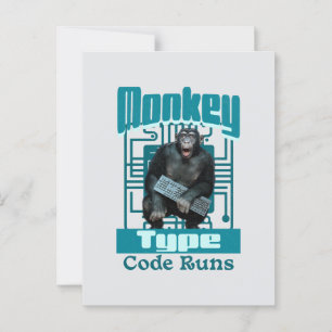 Carte Postale Développeur Full-Stack de type singe, code s'exécu