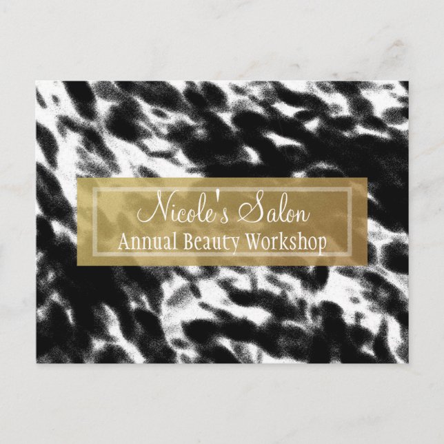 Carte postale d'événement de salon chic noir blanc (Devant)