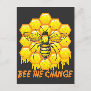 Carte Postale Devenez le changement Apiculture Nid d'abeille Mie