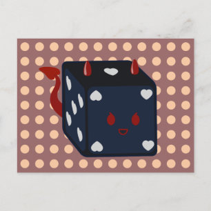 Carte Postale Devil Dice avec Coeurs