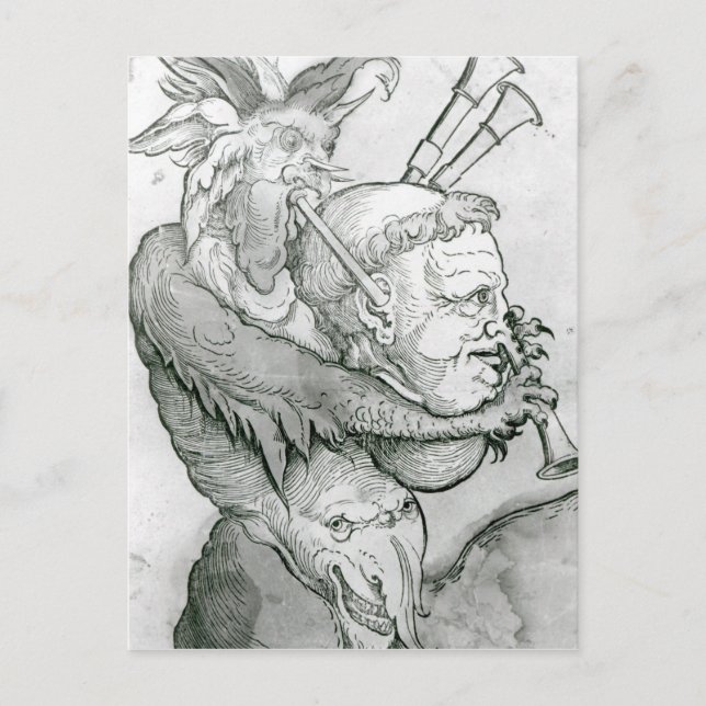 Carte Postale Devil Playing Man's Head as a Saxophone, 1144 (Devant)