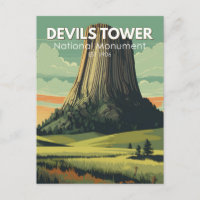 Devils Tower National Monument Voyage Art Vintage