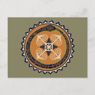 Carte Postale Devine Fire Wheel avec Ouroboros Snake VooDoo