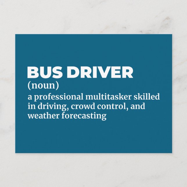 Carte Postale Devis amusant pour le conducteur d'autobus urbain (Devant)