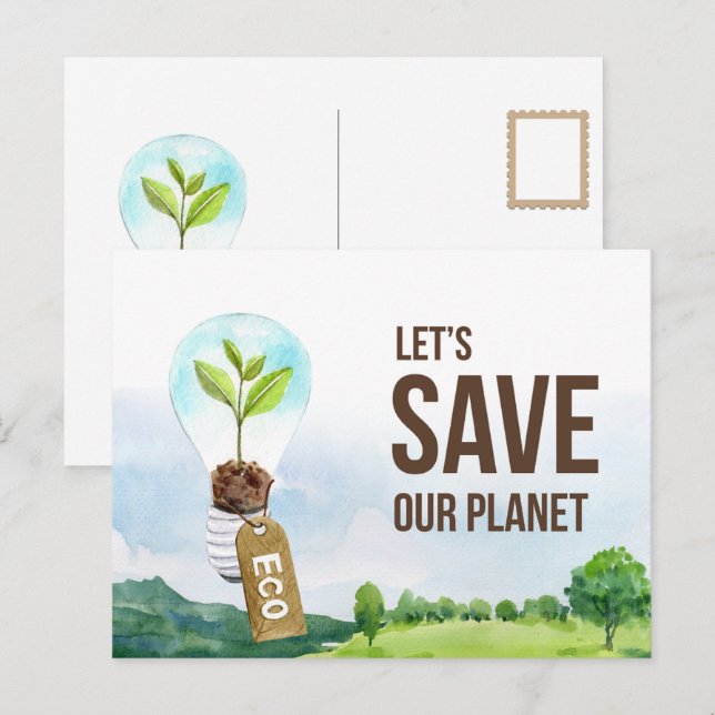 Carte Postale Devis d'aquarelle Green Energy (Devant / Derrière)