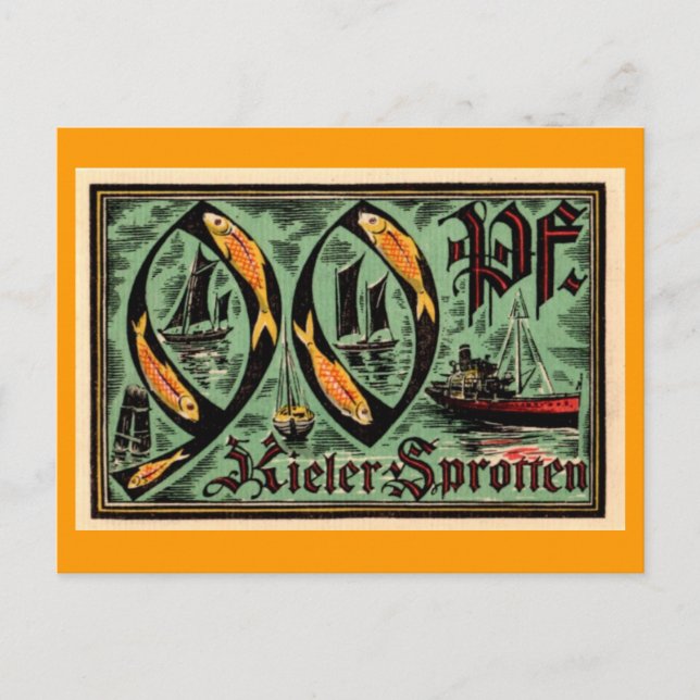 Carte Postale Devise allemande "Kieler Sprotten" après la Premiè (Devant)
