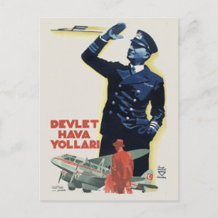 Carte Postale Devlet Hava Yollari Turquie Poster vintage 1938