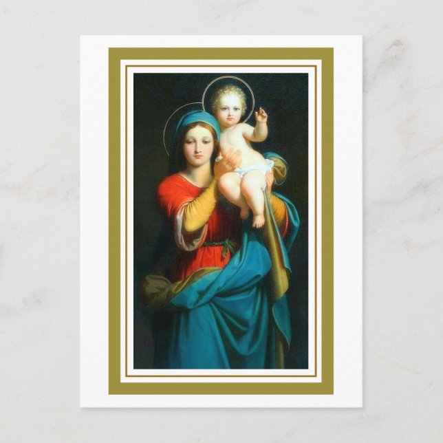 Carte postale dévotionnelle Marie soulevant Jésus (Devant)