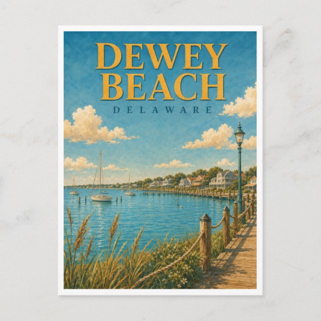 Carte Postale Dewey Beach Delaware Rehoboth Bay GeoSaga (Devant)