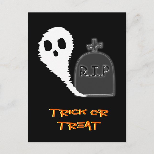 Carte postale d'Halloween de fantôme effrayant ave (Devant)