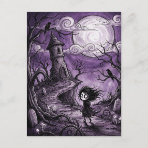 Carte postale d'Halloween effrayante de nuit