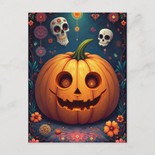 Carte postale d'Halloween effrayante de nuit