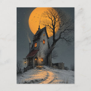 Carte postale d'Halloween effrayante de nuit