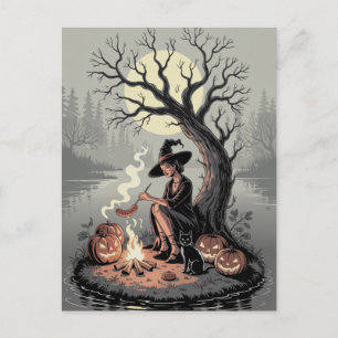 Carte postale d'Halloween effrayante de nuit