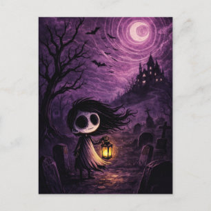 Carte postale d'Halloween effrayante de nuit
