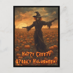 Carte postale d'Halloween Épouvantail Effrayant