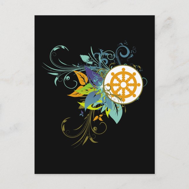 Carte Postale Dharma Wheel Floral (Devant)