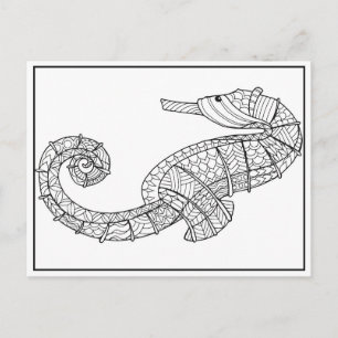Carte postale d'Hippocampe - Carte à colorier