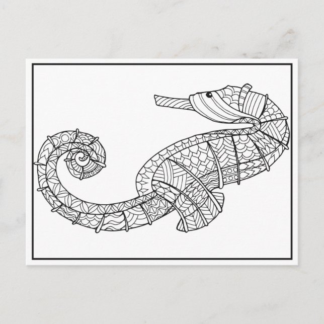 Carte postale d'Hippocampe - Carte à colorier (Devant)