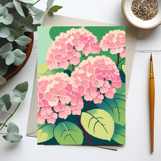 Carte postale d'hortensia rose (Créateur téléchargé)