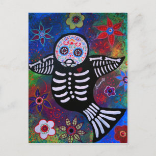 CARTE POSTALE DIA DE LOS MUERTOS SPARROW BIRD