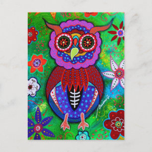 Carte Postale Dia de los Muertos talavera Wise Owl
