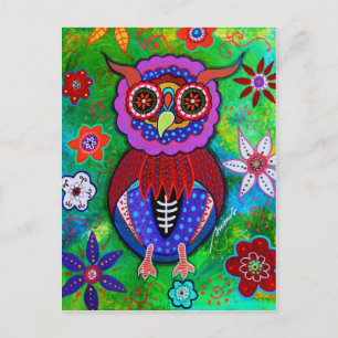 Carte Postale Dia de los Muertos talavera Wise Owl