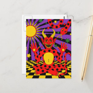 Carte Postale Diable à pois et serpent Pop Art