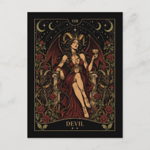 Carte Postale Diable, Art du Tarot Starlit