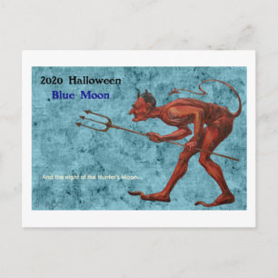 Carte Postale Diable de la Lune bleue d'Halloween 2020