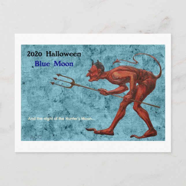 Carte Postale Diable de la Lune bleue d'Halloween 2020 (Devant)