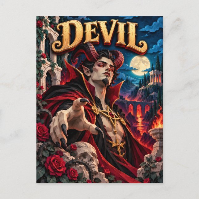 Carte Postale Diable, Monstre de Papier Découpé (Devant)