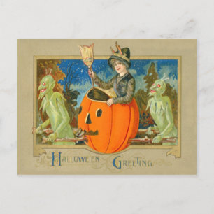 Carte Postale Diable Sorcière Jack O Lantern Démon