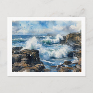 Carte Postale Diables remous vagues contre rochers, 