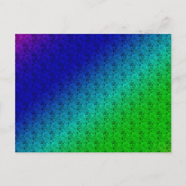 Carte Postale Diag Arc-en-ciel dégradé Floral Motif bleu vert (Devant)