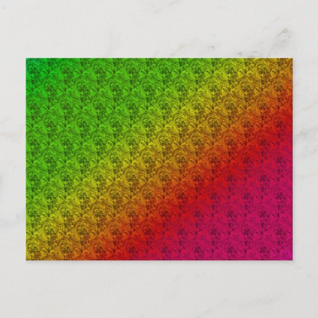 Carte Postale Diag Arc-en-ciel dégradé motif floral rouge vert (Devant)