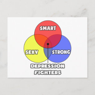 Carte Postale Diagramme de Venn .. Combattants de la dépression