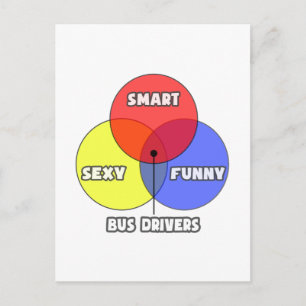 Carte Postale Diagramme de Venn .. Pilotes de bus