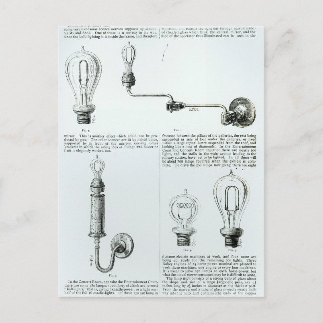 Carte Postale Diagrammes d'ampoules et leurs supports (Devant)