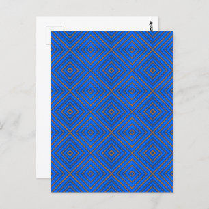 Carte Postale Diamant Hypnotique Bleu Et Orange Art Pop Moderne