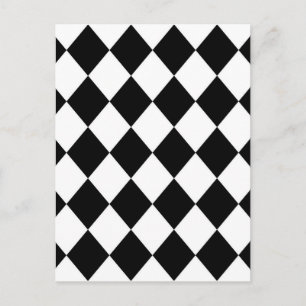 Carte Postale Diamant noir et blanc À damiers Motif