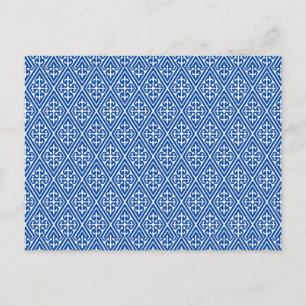 Carte Postale Diamants damassés médiévaux, bleu cobalt