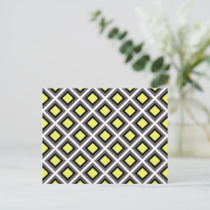 Carte Postale Diamants d'ikat gris foncé, noir, jaune par STaylo